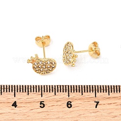 Heart Brass Micro Pave Clear Cubic Zirconia Stud Earrings&nbsp;EJEW-A135-11G