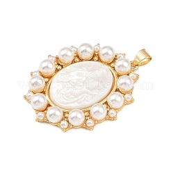 Natural White Shell Oval Pendants&nbsp;KK-F919-48G