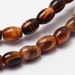 Natural Tiger Eye Beads Strands&nbsp;G-N0179-13-4x6mm