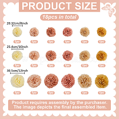 18Pcs 18 Styles DIY Decorative Paper Flowers Ball for Party Wedding Home Outdoor Decoration&nbsp;AJEW-WR0003-56