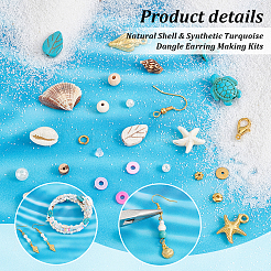 DIY Natural Shell & Synthetic Turquoise Dangle Earring Making Kits&nbsp;DIY-PH0023-57