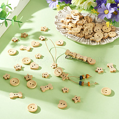 100Pcs 5 Styles Wooden Buttons&nbsp;BUTT-TA0001-46