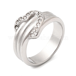 304 Stainless Steel Micro Pave Cubic Zirconia Finger Rings for Women&nbsp;RJEW-K316-06P