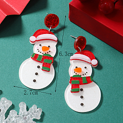 Acrylic Snowman Dangle Stud Earrings&nbsp;VQ5224
