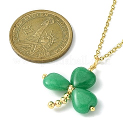 Saint Patrick's Day Clover Natural Malaysia Jade Pendant Necklace with 304 Stainless Steel Chains&nbsp;NJEW-JN04417