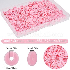 3 Strands Flat Round Handmade Polymer Clay Beads&nbsp;CLAY-SC0001-69C