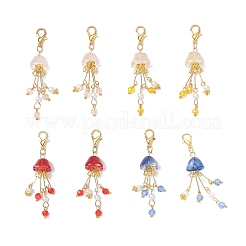 8Pcs 4 Colors Imitated Pearl Acrylic Beads with Glass Pendant Decorations&nbsp;HJEW-JM04716-02