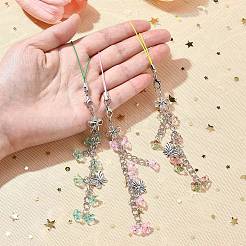 Flower Acrylic & Glass Mobile Straps&nbsp;HJEW-YW00038-01