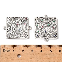 Brass Micro Pave Colorful Cubic Zirconia Hollow Connector Charms&nbsp;KK-K351-58C-P