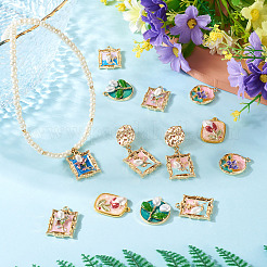 10Pcs 5 Styles Rack Plating Alloy Enamel Pendants&nbsp;ENAM-TA0003-33