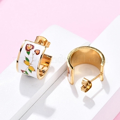 304 Stainless Steel Flower Stud Earrings For Women&nbsp;EJEW-B114-03G