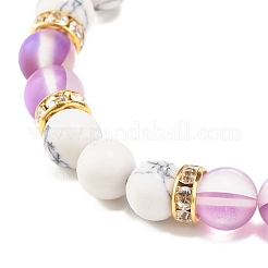 Synthetic Moonstone & Howlite Round Beaded Stretch Bracelet&nbsp;BJEW-JB07878