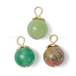 21Pcs 21 Styles Natural & Synthetic Mixed Gemstone Round Charms&nbsp;PALLOY-JF04619-01