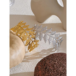 304 Stainless Steel Leaf Wide Open Cuff Bangles for Women&nbsp;HP3223