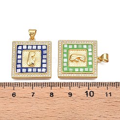 Brass Micro Pave Clear Cubic Zirconia Pendants&nbsp;KK-N254-216G-A
