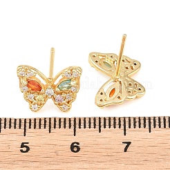 Brass Micro Pave Cubic Zirconia Stud Earrings for Women&nbsp;KK-A305-09G