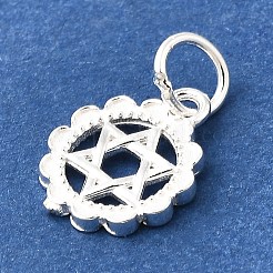 925 Sterling Silver Flower Star of David Charms&nbsp;STER-F059-02S