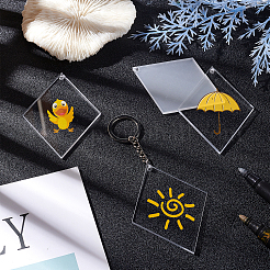 DIY Rhombus with Angle Acrylic Blank Pendant Keychain Making Kits&nbsp;DIY-BC0001-63A