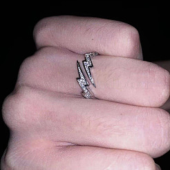 Lightning Bolt Alloy with Crystal Rhinestone Cuff Rings&nbsp;FS-WG55571-01
