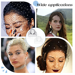 2Pcs 2 Colors Bridal Rhinestones Pearl Mesh Veil Cloth Hair Bands&nbsp;OHAR-BC0001-03