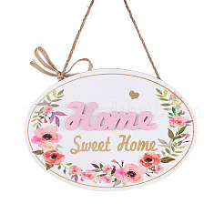 2Pcs 2 Style MDF Wooden Hanging Plate Wall Decorations&nbsp;HJEW-CF0001-04
