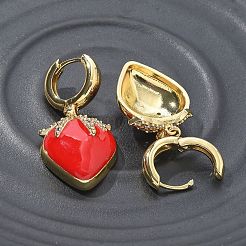 Brass Micro Pave Cubic Zirconia Hoop Earrings&nbsp;EJEW-R016-09G