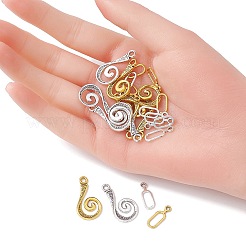20Pcs 2 Colors Tibetan Style Alloy Hook and Eye Clasps&nbsp;FIND-YW0003-89