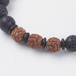 Natural Lava Rock Beads Stretch Bracelets&nbsp;BJEW-E326-12D