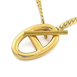 Ion Plating(IP) 304 Stainless Steel Oval Pig Nose Pendant Necklaces for Women&nbsp;NJEW-U016-05G