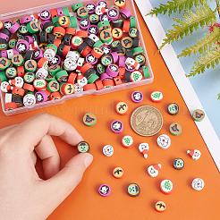 200Pcs Halloween/Christmas Theme Handmade Polymer Clay Beads&nbsp;CLAY-SC0001-44