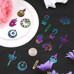 18Pcs 9 Style Ion Plating(IP) 201 Stainless Steel Filigree Pendants&nbsp;STAS-SZ0003-18