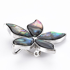 Flower Shape Natural Abalone Shell/Paua Shell Brooch Pin&nbsp;G-N333-012B-RS