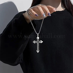 Cross Alloy Black Enamel Pendant Necklaces&nbsp;FS-WGF2765-01