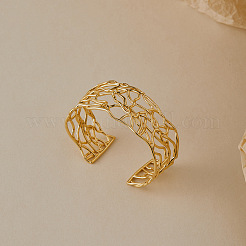 Vine 304 Stainless Steel Hollow Cuff Bangles for Women&nbsp;WG6CBB4-01