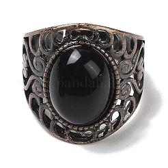 Natural Gemstone Oval Adjustable Rings&nbsp;RJEW-K271-06R