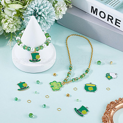 Saint Patrick's Day Theme DIY Alloy Enamel & Glass Beads Bracelets Making Kits&nbsp;DIY-SP0002-55