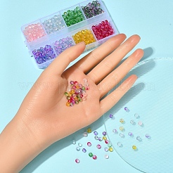 560Pcs 8 Colors Frosted Spray Painted Glass Beads Strands&nbsp;GLAA-YW0001-39