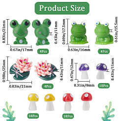 66Pcs 6 styles Resin Frog & Lotus & Mushroom Ornaments&nbsp;DJEW-GF0001-61