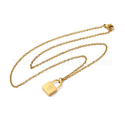 304 Stainless Steel Rolo Chain Pendant Necklaces&nbsp;NJEW-S444-01G-25