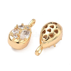 Brass Micro Pave Clear Cubic Zirconia Pendants&nbsp;KK-T080-23G
