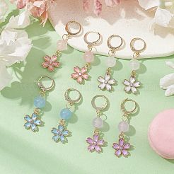 Alloy Enamel Flower Dangle Leverback Earrings&nbsp;EJEW-JE05593