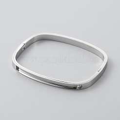 Clear Cubic Zirconia Rectangle Hinged Bangle&nbsp;BJEW-WH0017-06P