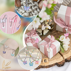 10 Sets Transparent Spray Painted Glass Butterfly Pendant Decorations&nbsp;HJEW-PH0001-64