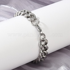 304 Stainless Steel Cuban Link Chain Bracelets for Women Men&nbsp;LS-BJEW-D304-01P