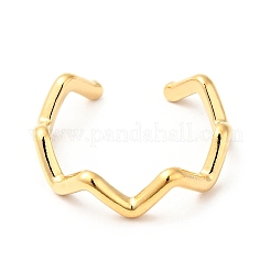 Ion Plating(IP) 304 Stainless Steel Wave Open Cuff Ring for Women&nbsp;X-RJEW-I085-13P-01