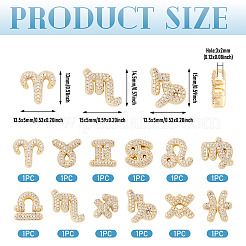 12Pcs 12 Styles Twelve Constellations Brass Micro Pave Clear Cubic Zirconia Pendants&nbsp;KK-TA0008-96G