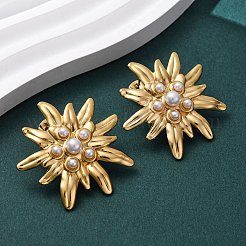304 Stainless Steel Flower Stud Earrings&nbsp;EJEW-S279-01G
