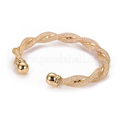 Long-Lasting Plated Brass Cuff Bangles&nbsp;BJEW-E370-13G
