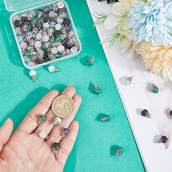 80Pcs 5 Styles Natural Rose Quartz & Dyed Quartz & Lava Rock & Amethyst & Green Aventurine&nbsp;PALLOY-HY00087
