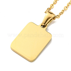Ion Plating(IP) Rectangle with Initial Letter 304 Stainless Steel Pendant Necklace&nbsp;NJEW-R265-04G-M
